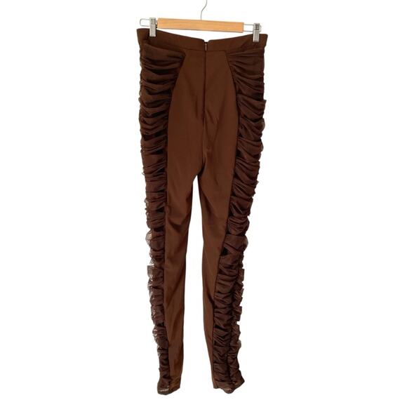 House of CB NWTs Isolde Chocolate Layered Mesh Trousers Pants size Large - Picture 7 of 9